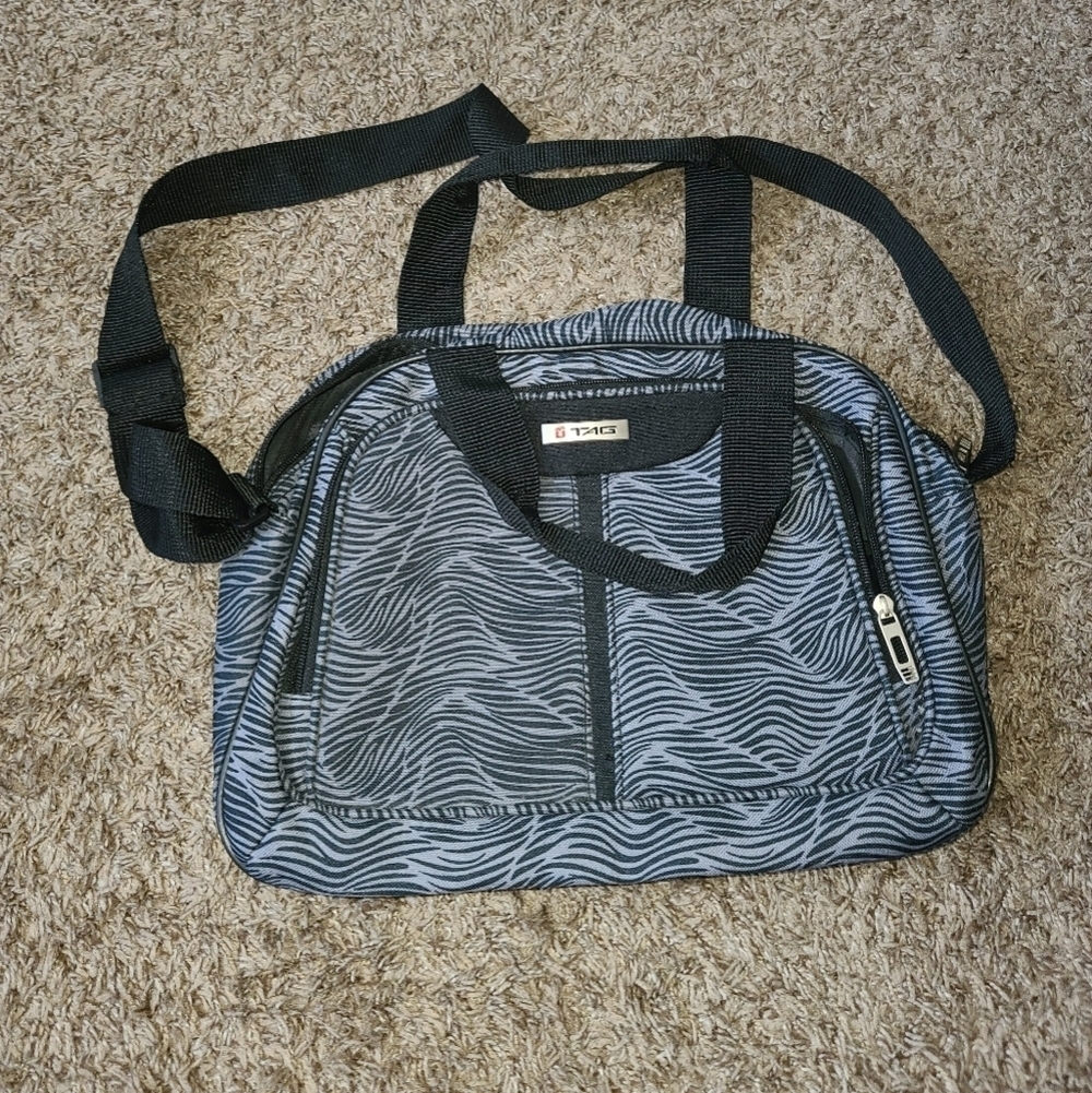 TAG Carry On Bag with Shoulder & Hand Strap Black & Gray 2 Compartments